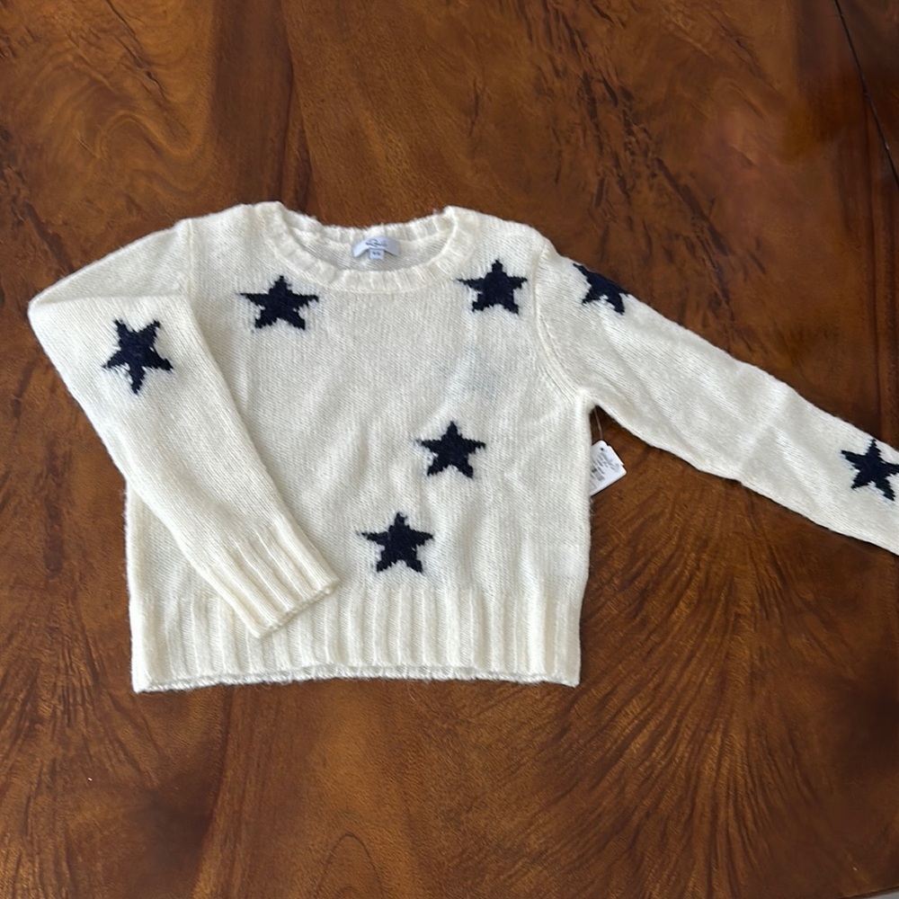 Rails Cream and Black Star Crew Neck Sweater